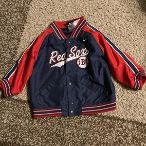 Detroit Red Sox blue and red snap button jacket.